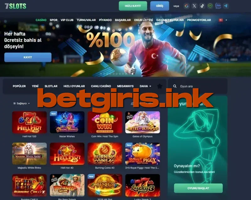 7slots ana sayfa görünümü