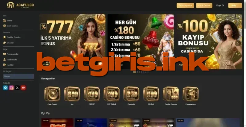 Acapulco Casino ana sayfa görünümü