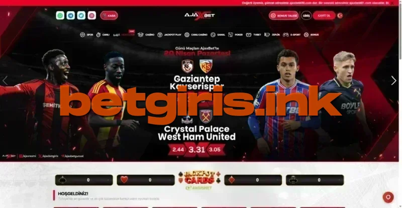 Ajaxbet ana sayfa görünümü