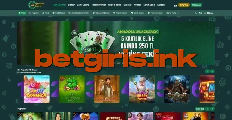 Anadolu Casino ana sayfa görünümü