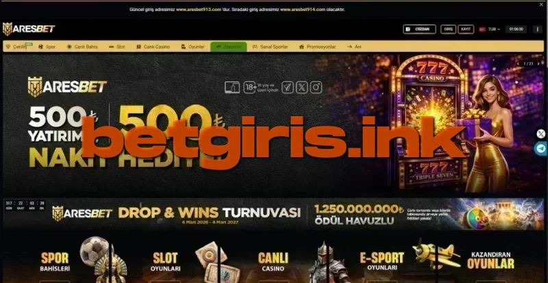 Aresbet ana sayfa görünümü