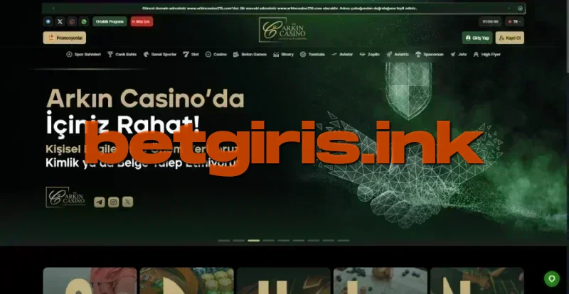 Arkın Casino ana sayfa görünümü