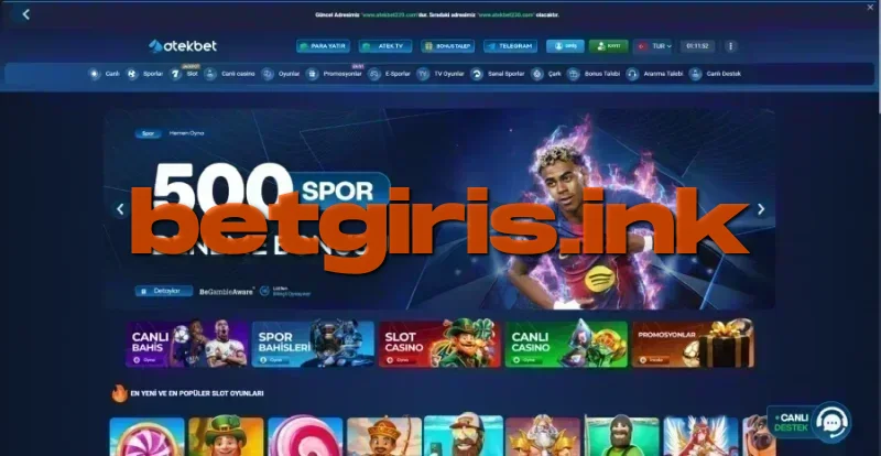Atekbet ana sayfa görünümü