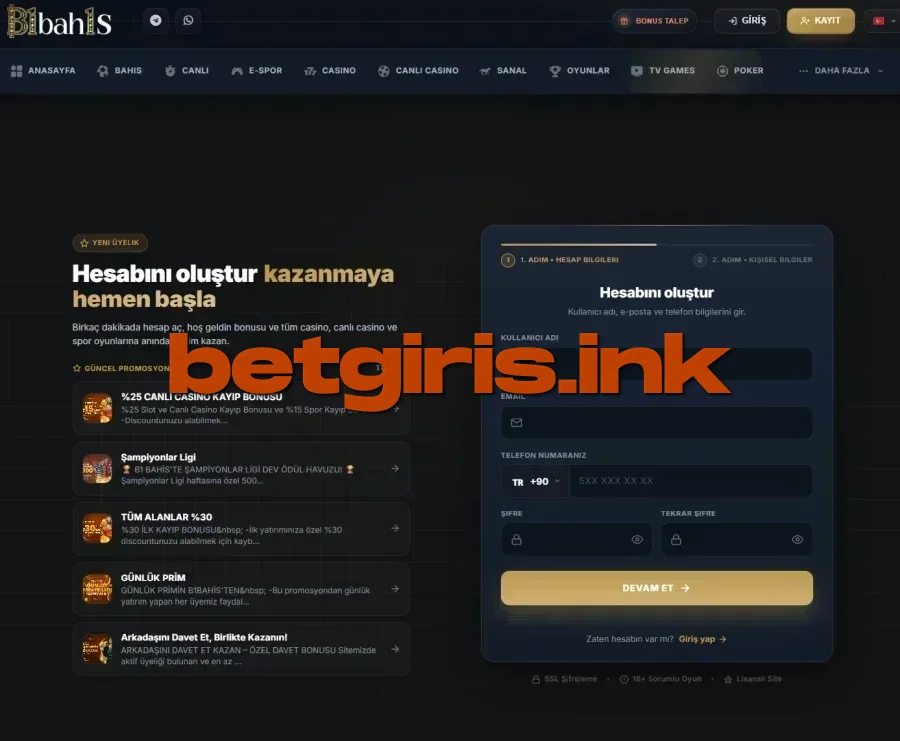 B1Bahis ana sayfa görünümü
