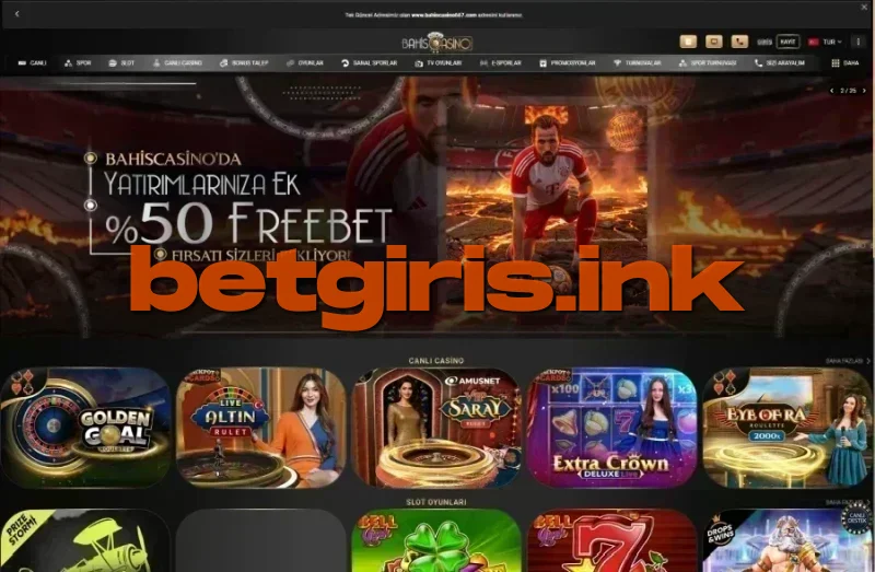 Bahiscasino ana sayfa görünümü