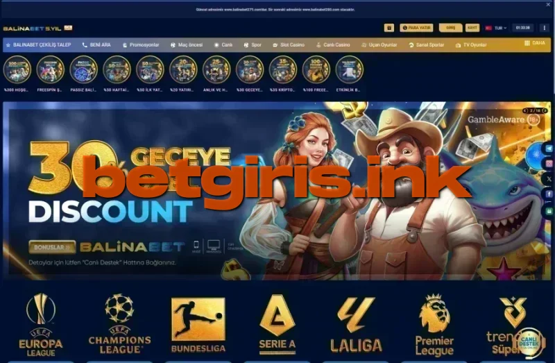 Balinabet ana sayfa görünümü