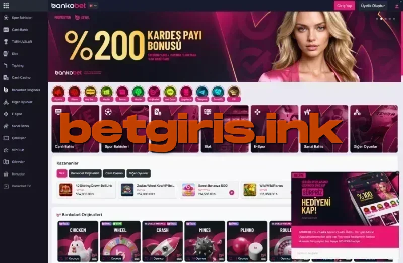 Bankobet ana sayfa görünümü