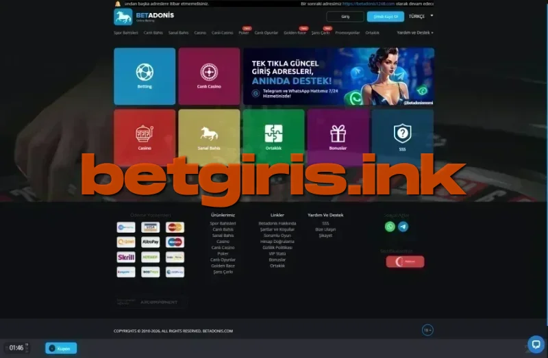 Betadonis ana sayfa görünümü