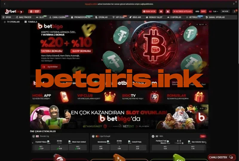 Betbigo ana sayfa görünümü