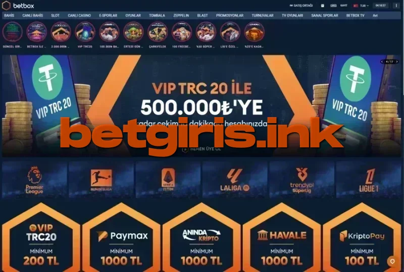 Betbox ana sayfa görünümü