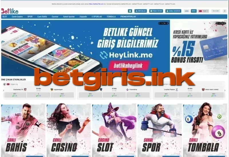 Betlike ana sayfa görünümü