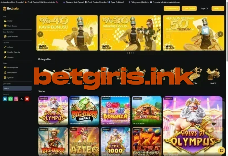 Betloria ana sayfa görünümü