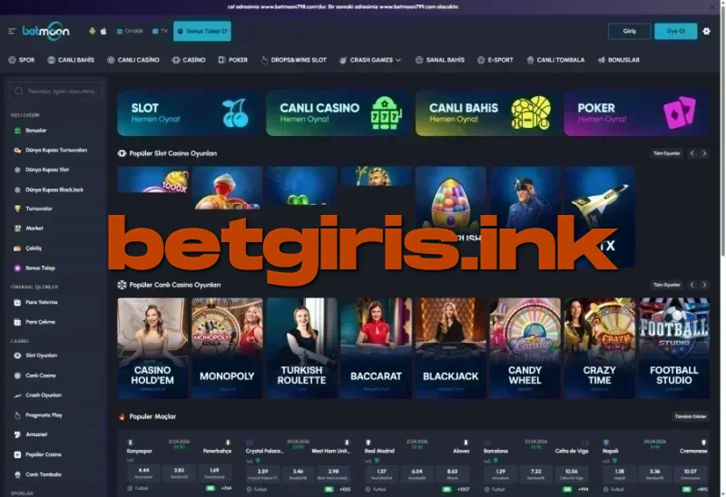 Betmoon ana sayfa görünümü
