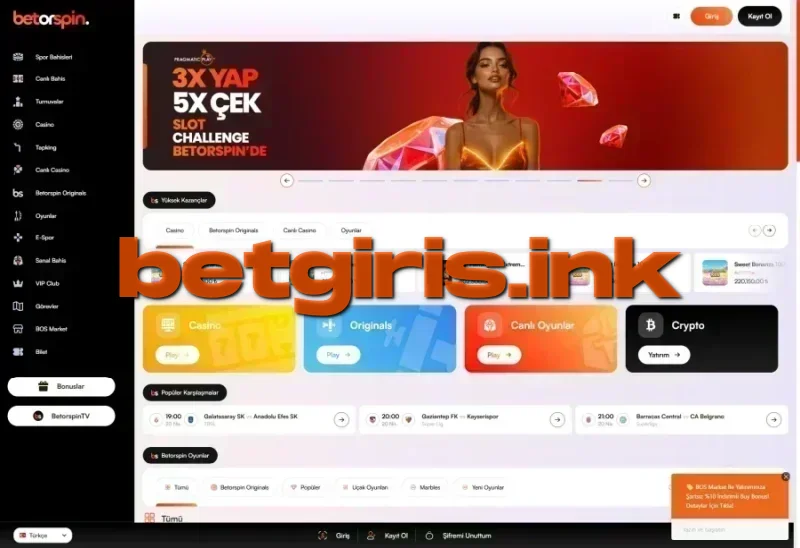Betorspin ana sayfa görünümü