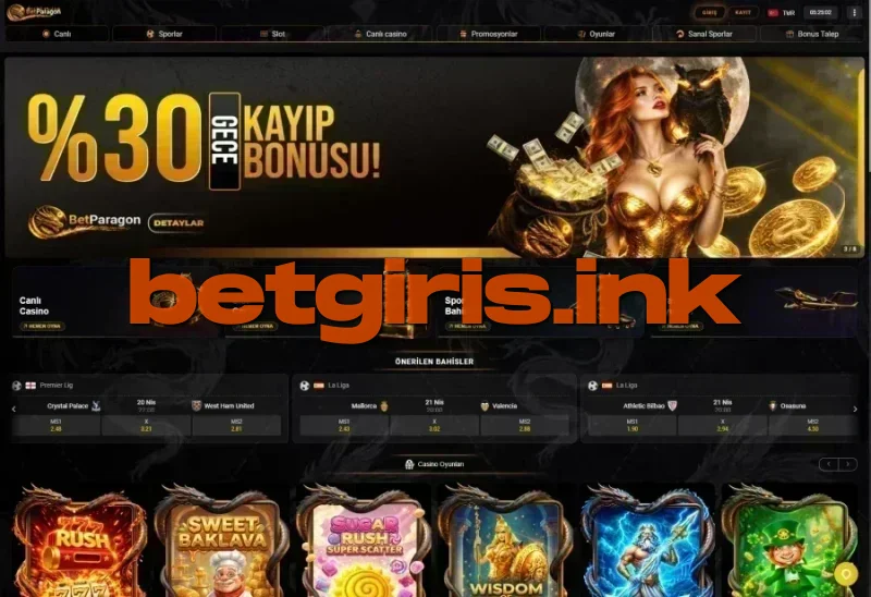 Betparagon ana sayfa görünümü