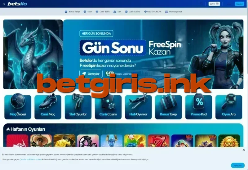 Betslio ana sayfa görünümü