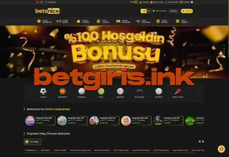Betsnice ana sayfa görünümü