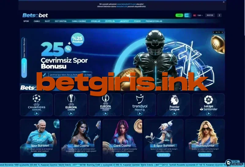 Betsobet ana sayfa görünümü