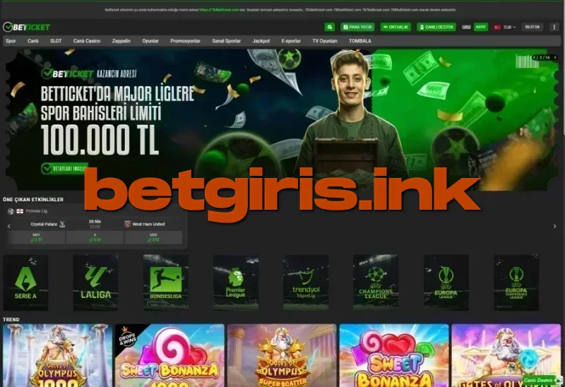 Betticket ana sayfa görünümü