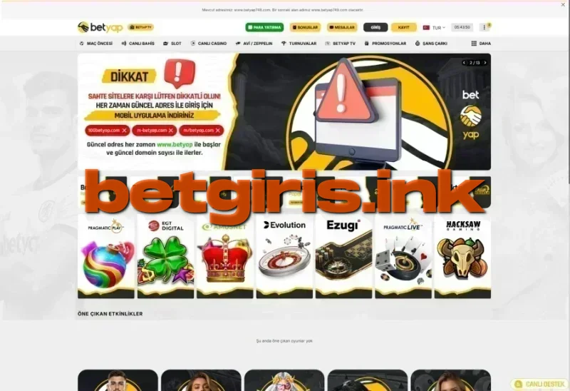 Betyap ana sayfa görünümü