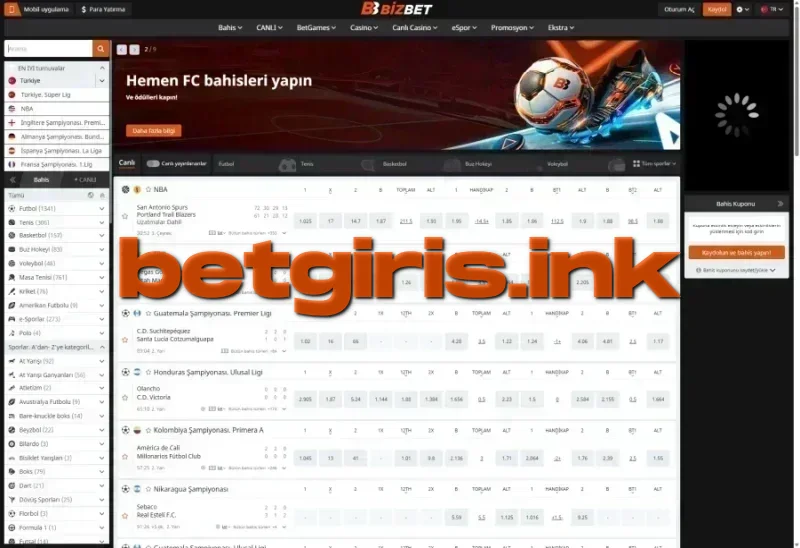 Bizbet ana sayfa görünümü