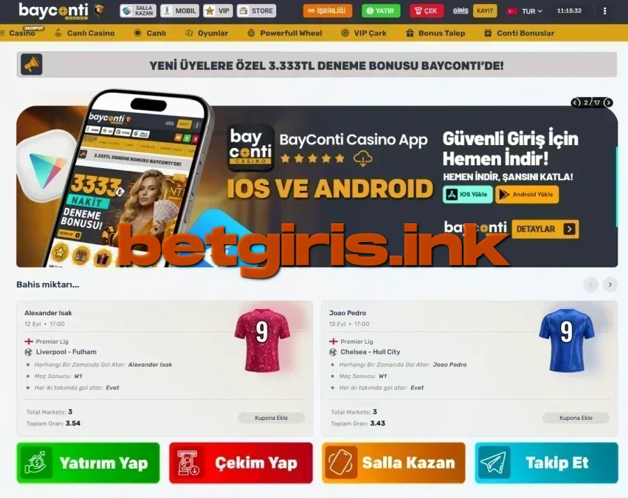 Byconti Casino ana sayfa görünümü