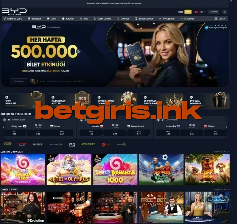 BYD Casino ana sayfa görünümü