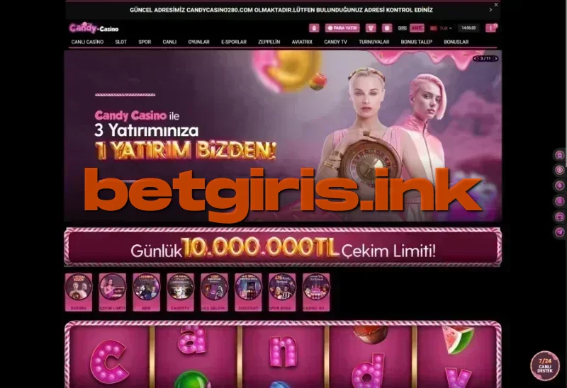 Candy Casino ana sayfa görünümü