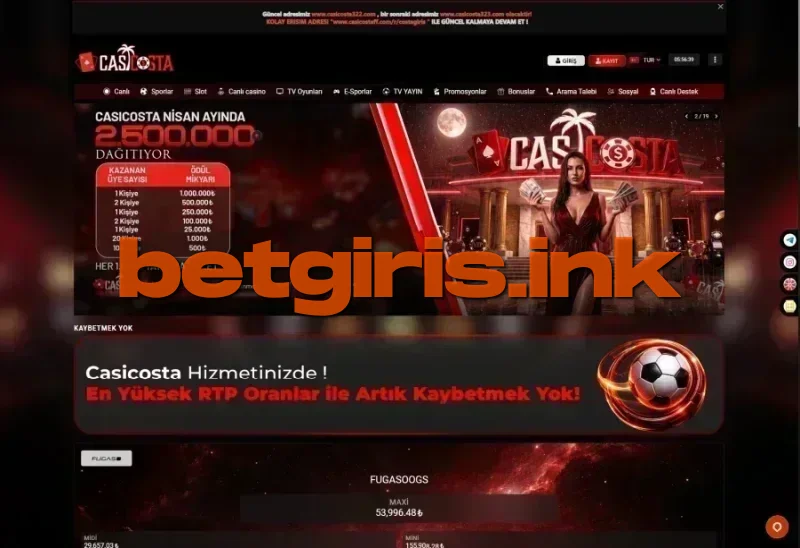 Casicosta ana sayfa görünümü