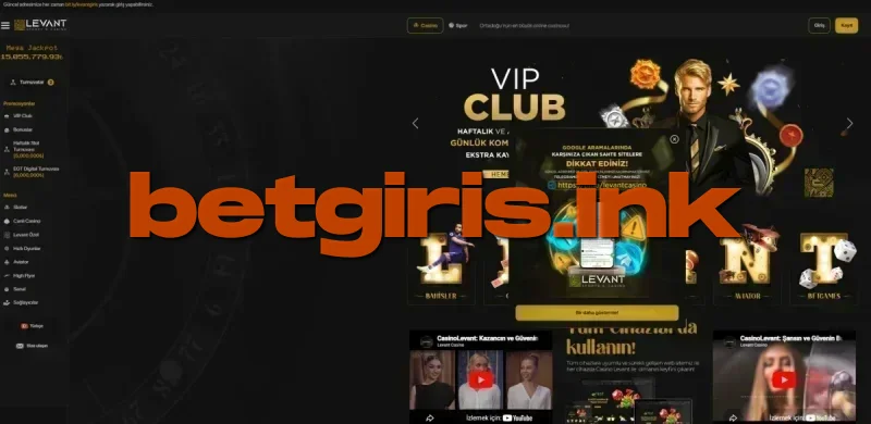 Casino Levant ana sayfa görünümü