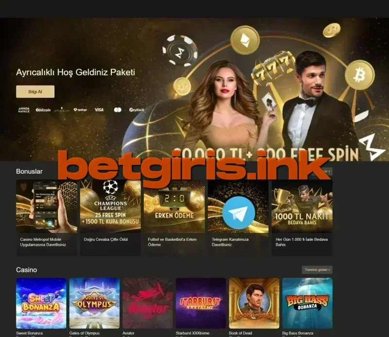 Casino Metropol ana sayfa görünümü
