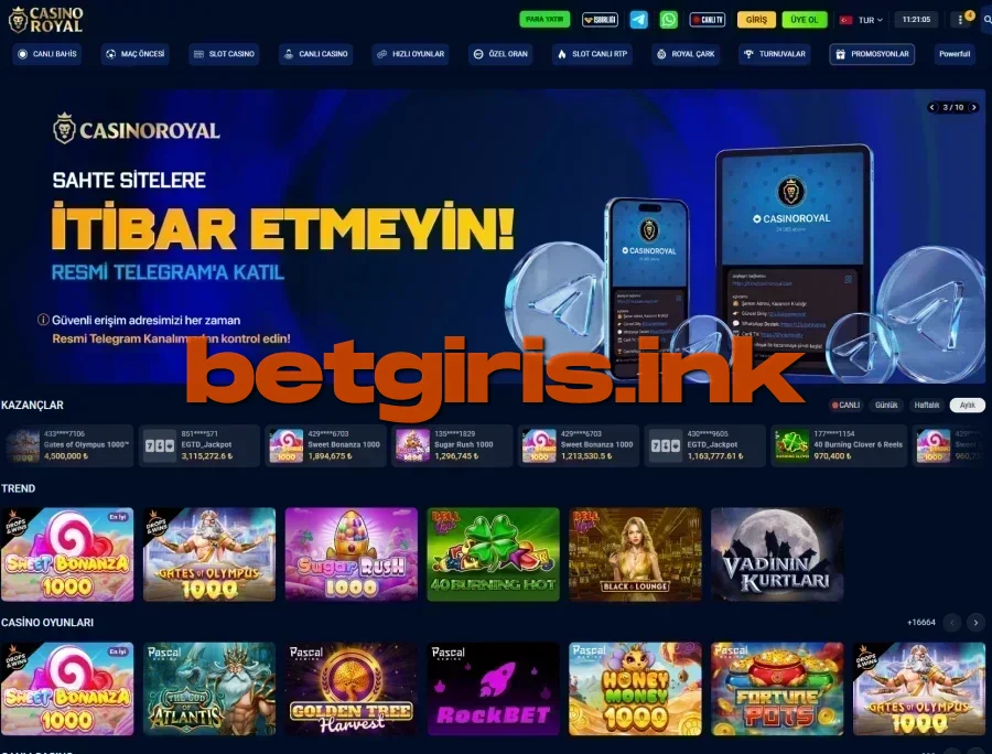 Casino Royal ana sayfa görünümü