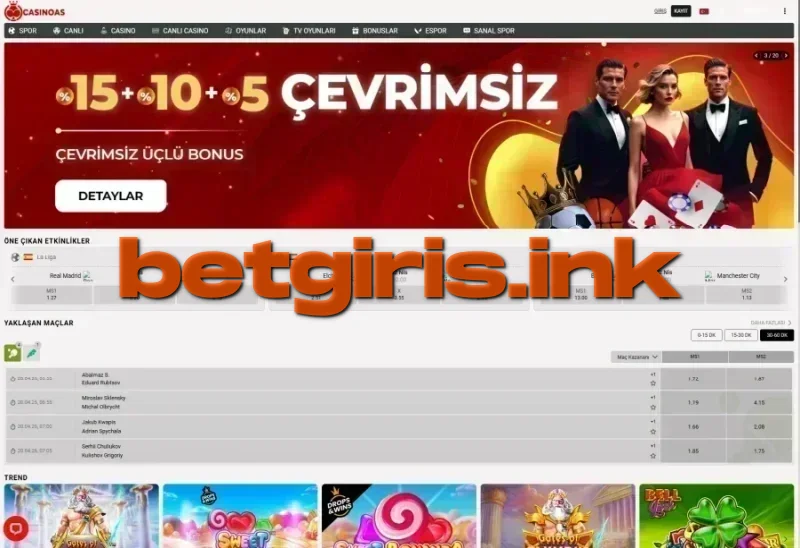 CasinoAs ana sayfa görünümü