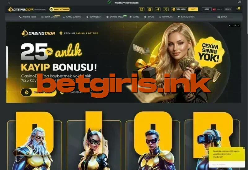 Casinodior ana sayfa görünümü