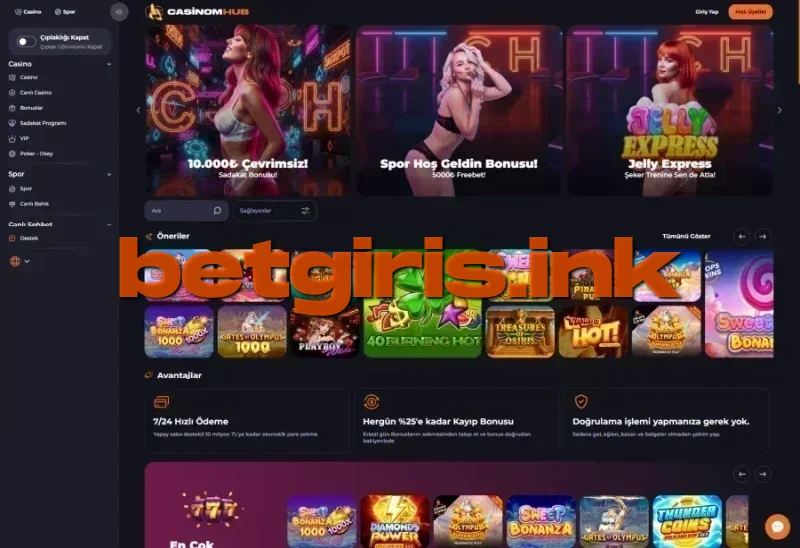 Casinomhub ana sayfa görünümü