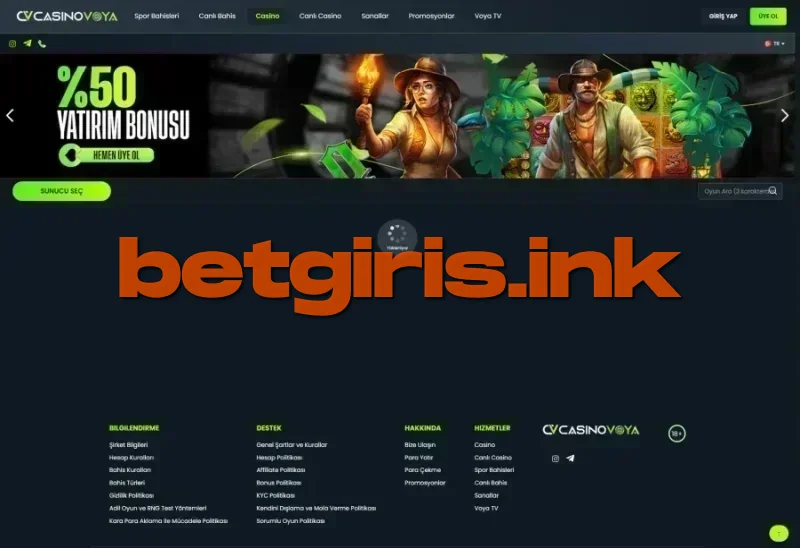 CasinoVoya ana sayfa görünümü