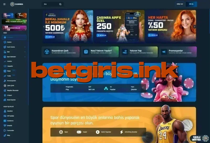 Casinra ana sayfa görünümü