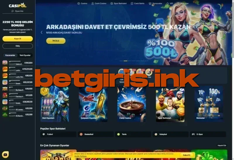 Casipol ana sayfa görünümü