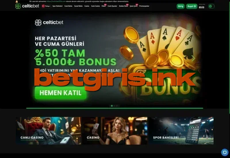 Celticbet ana sayfa görünümü
