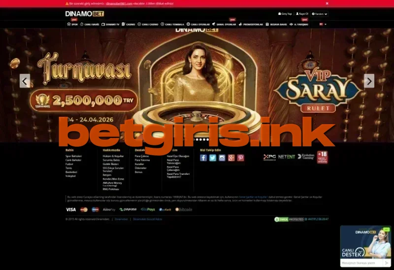 Dinamobet ana sayfa görünümü