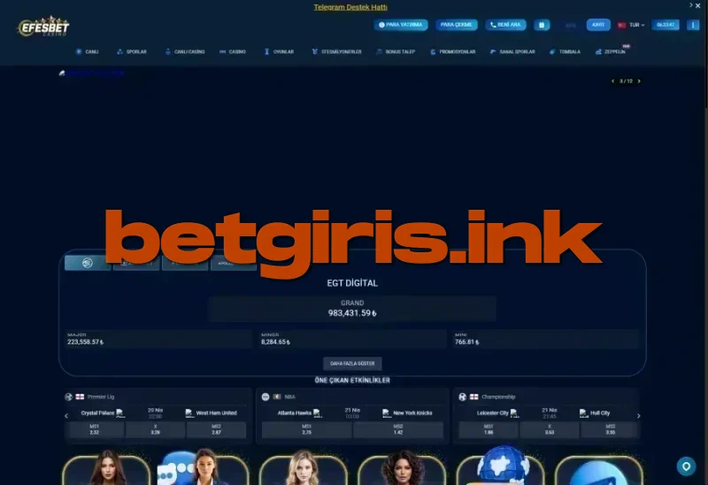 Efesbet Casino ana sayfa görünümü