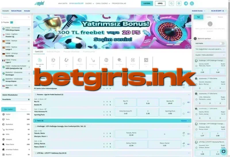 Epybet ana sayfa görünümü
