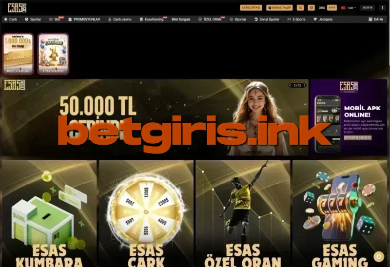 Esas Casino ana sayfa görünümü