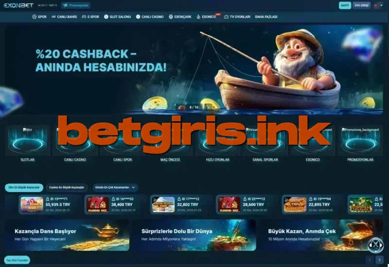 Exonbet ana sayfa görünümü
