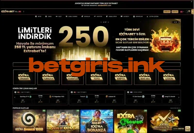 Extrabet ana sayfa görünümü