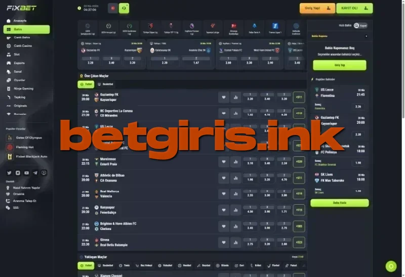 Fixbet ana sayfa görünümü