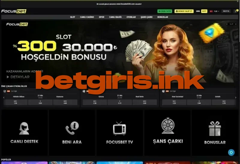 Focusbet ana sayfa görünümü