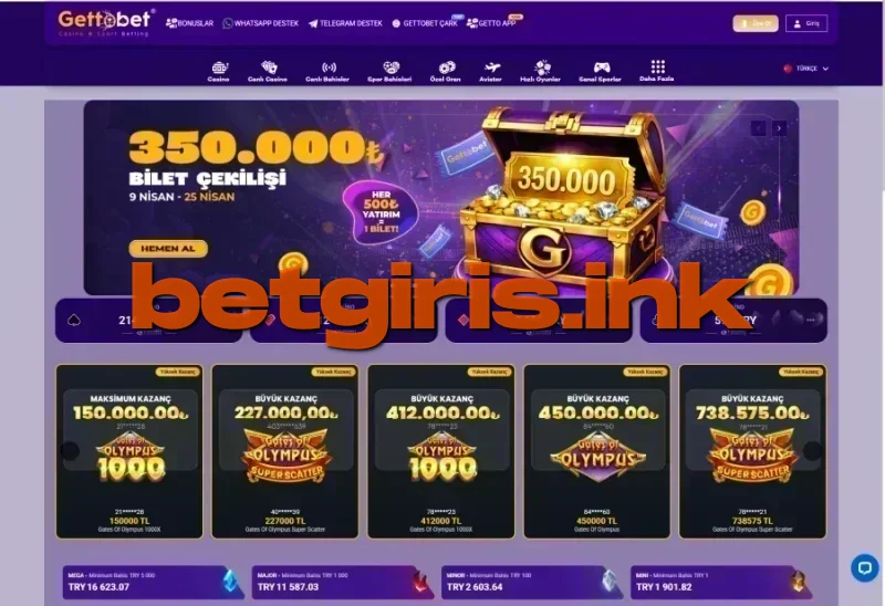 Gettobet ana sayfa görünümü