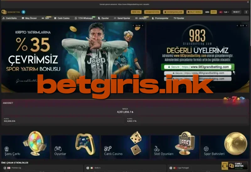 Grandbetting ana sayfa görünümü