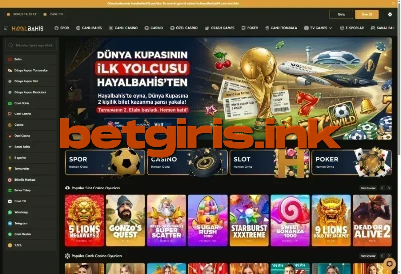 Hayalbahis ana sayfa görünümü